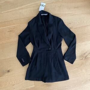 Zara Blazer Style Long Sleeve Romper in Black
